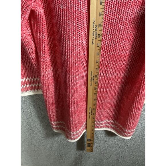 Tommy Bahama Open Knit Sweater Women’s M Hooded Pink Cotton Linen Beach Vacation - Picture 10 of 12